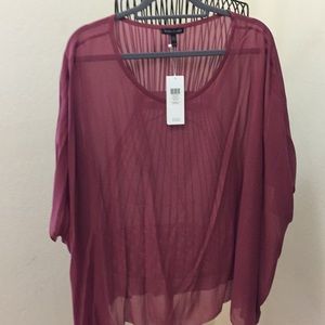 Eileen Fisher Silk Georgette Boxy Top - XL